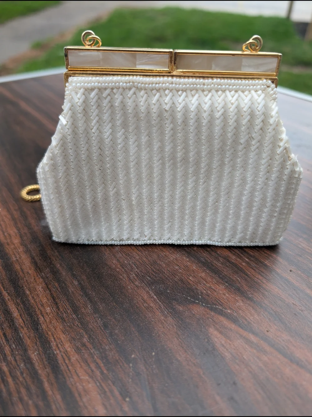 Elegant Ivory Beaded Evening Clutch - Classic Women's Bag